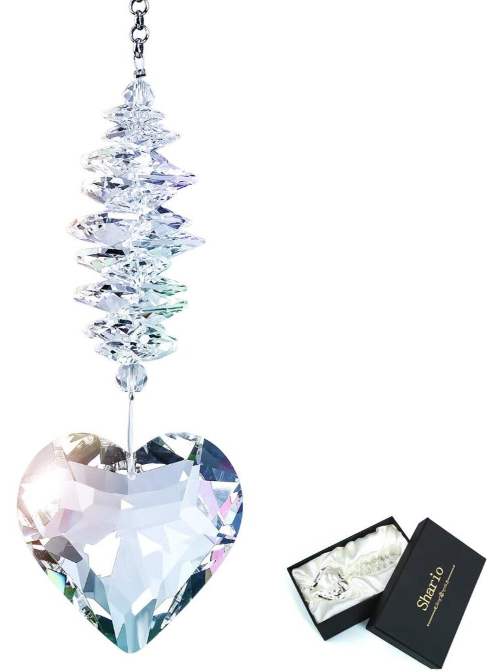 45mm Clear Glass Heart Crystal Ball Prism Pendant, Suncatcher for Windows, Outdo